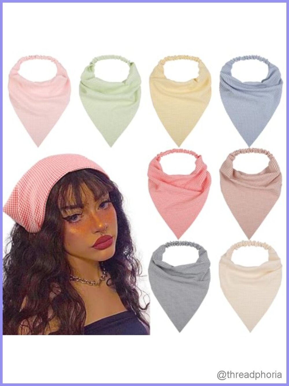 8 Pack Boho Triangle Hair Scarf Headbands for Women Non Slip Stretchy Cotton